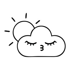 line drawing cartoon sunshine and cloud