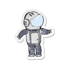 retro distressed sticker of a cartoon astronaut