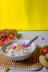 HEALTHY BREAKFAST OF COLORFUL CEREAL