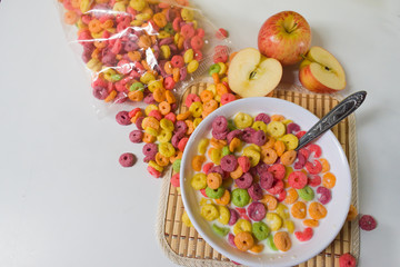 HEALTHY BREAKFAST OF COLORFUL CEREAL