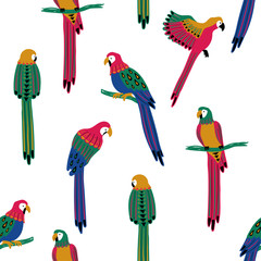 Seamless Pattern With Colorful Parrots © Annykos