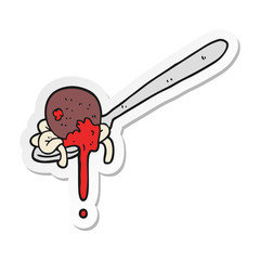 sticker of a cartoon meatball and spaghetti