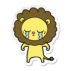 sticker of a crying cartoon lion