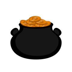 Golden coins in a pot. Patrick day. Vector illustration design