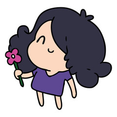 cartoon of a cute kawaii girl
