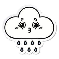 sticker of a cute cartoon rain cloud