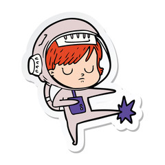 sticker of a cartoon astronaut woman