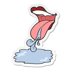 sticker of a cartoon mouth drooling