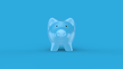 Piggy Saving Bank Against Blue Background 3D rendering