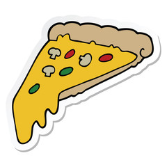 sticker of a cartoon pizza slice