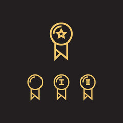 Winner badge isolated icons set. Victory, number one symbol for your web site design, logo, app, UI. Vector illustration, EPS10.