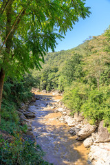 Fototapeta na wymiar Op Luang National Park with Mae Chaem river and canyon cliff