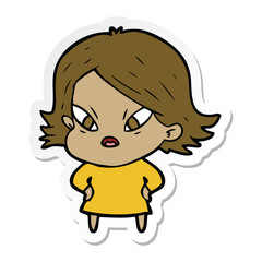 sticker of a cartoon stressed woman