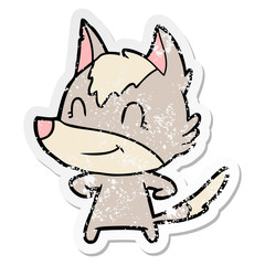 Fototapeta premium distressed sticker of a friendly cartoon wolf