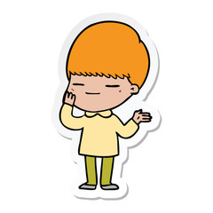 sticker of a cartoon smug boy