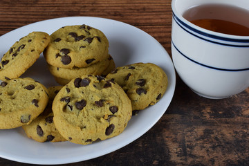 cookies and cup of green tea