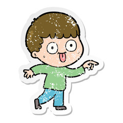 distressed sticker of a cartoon man staring