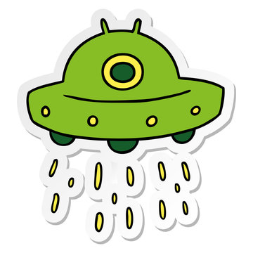 sticker cartoon doodle of an alien ship
