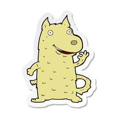 sticker of a cartoon happy dog