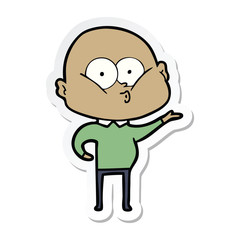 sticker of a cartoon bald man staring