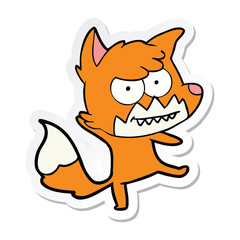 sticker of a cartoon grinning fox