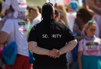 Member of security guard team on public event.