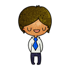 textured cartoon of a kawaii cute boy
