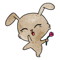 textured cartoon of cute kawaii bunny
