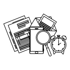 smartphone with taxes and magnifying glass