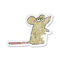 retro distressed sticker of a cartoon mouse