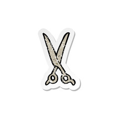 retro distressed sticker of a cartoon scissors