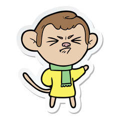 sticker of a cartoon annoyed monkey