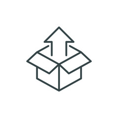 Open box symbol. Symbol of packaging, upload. Eps, vector illustration.