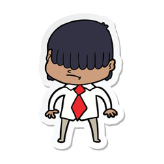 sticker of a cartoon boy with untidy hair