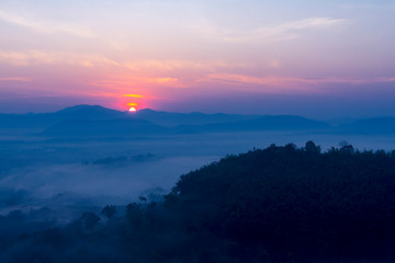 Fototapeta na wymiar Sunrise on mountain in morning