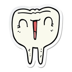 sticker of a cartoon happy tooth