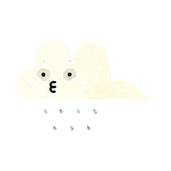 retro illustration style cartoon rain cloud