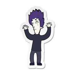 sticker of a cartoon vampire giving up
