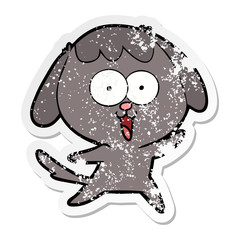 distressed sticker of a cute cartoon dog