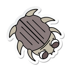 sticker of a quirky hand drawn cartoon beetle