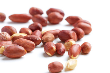 Close up mixed peanuts background, top view, food background