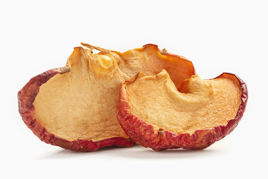 dried apples on white background