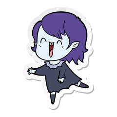 sticker of a cute cartoon happy vampire girl