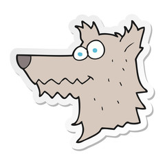 sticker of a cartoon wolf head