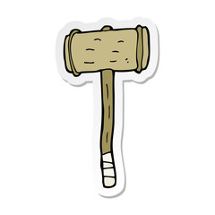 sticker of a cartoon wooden hammer