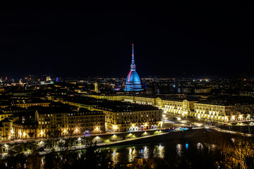 Fototapeta premium Night view of Turin, Italy