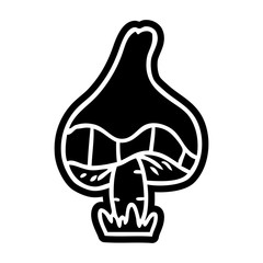 cartoon icon drawing of a single mushroom