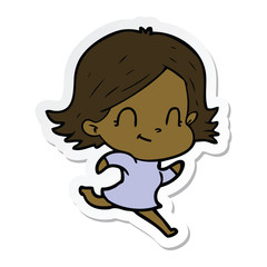 sticker of a cartoon friendly girl