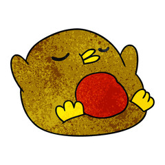 textured cartoon cute kawaii red robin
