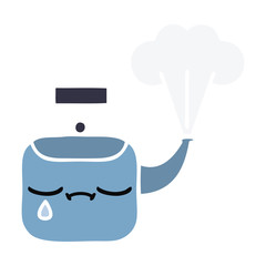 flat color retro cartoon steaming kettle